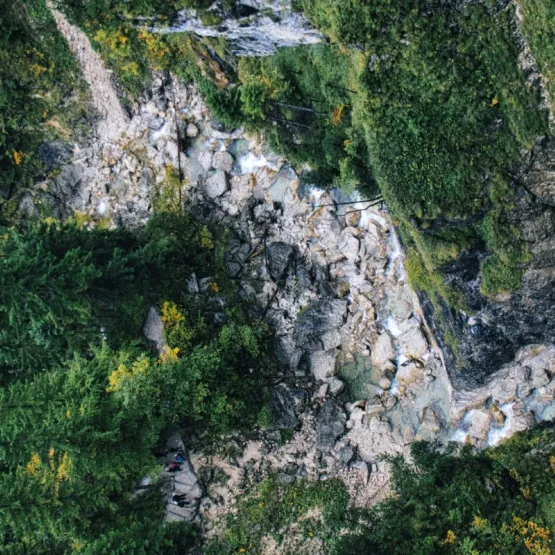 Landscape image of mountains and valleys