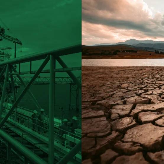 Website-header-split-screen-oil-and-gas-company-and-drought-earth