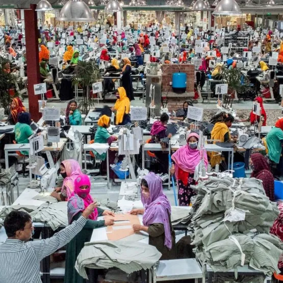 A group of women working in a clothing factory