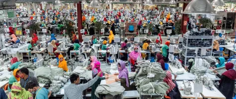A group of women working in a clothing factory