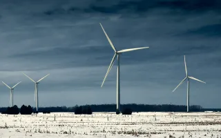 Wind turbines in Canadian landscape