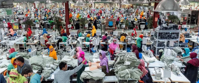 A group of women working in a clothing factory