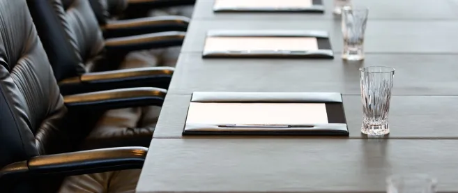 table set for a meeting
